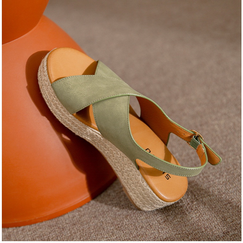 Giày sandal đế xuồng dày quai chéo thiết kế thoải mái thời trang năng động
