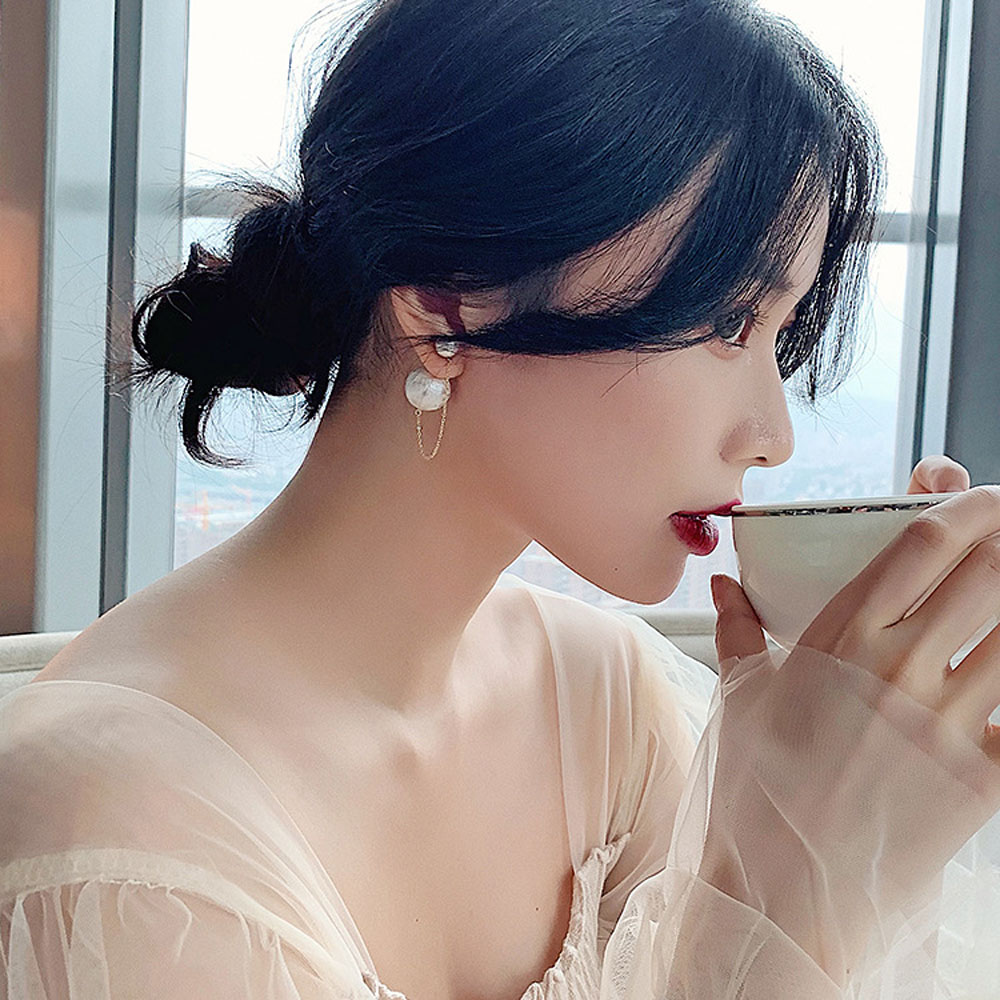 Đôi Bông Tai Dáng Dài Phối Ngọc Trai Nhân Tạo Thời Trang Cho Nữ S925