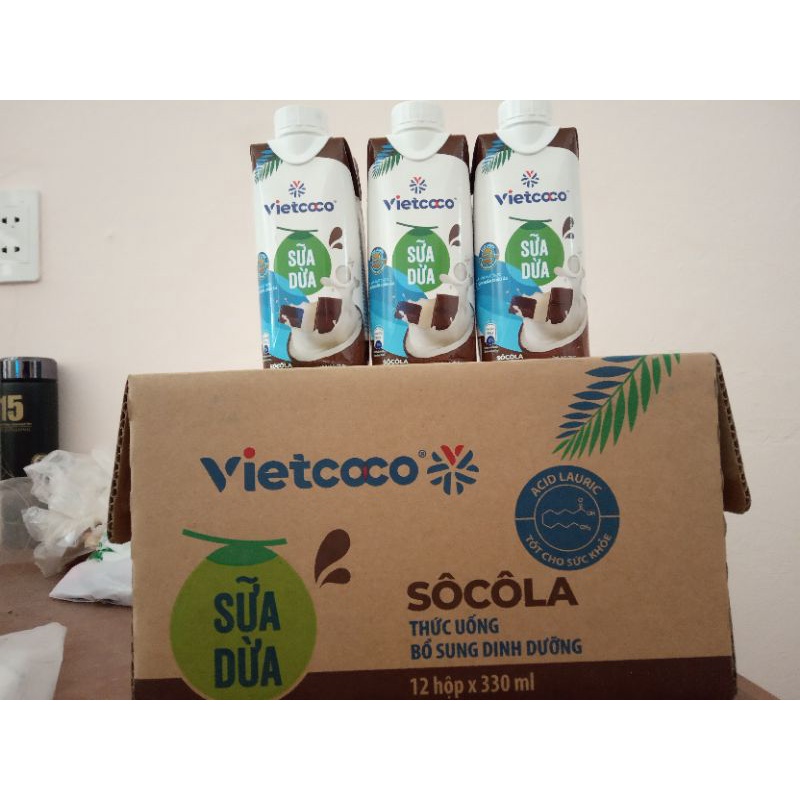 Sữa dừa vietcoco 330 ml/ hộp 1 thùng 12 hộp vị soocla