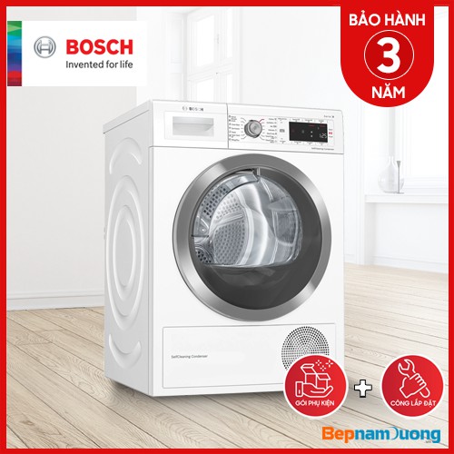 Máy sấy quần áo Bosch WTW87561SG, Máy sấy ngưng tụ lồng ngang 9 Kg