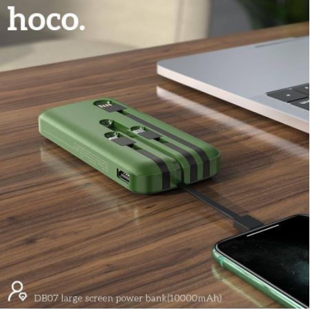 Pin sạc dự phòng Hoco DB07 10.000mah - Chính hãng Hoco - Tích hợp 3 cáp sạc Micro/Lightnning/TypeC