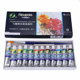 Bộ 12 tuýp màu nước vẽ mỹ thuật 5ml kèm cọ vẽ chuyên dụng