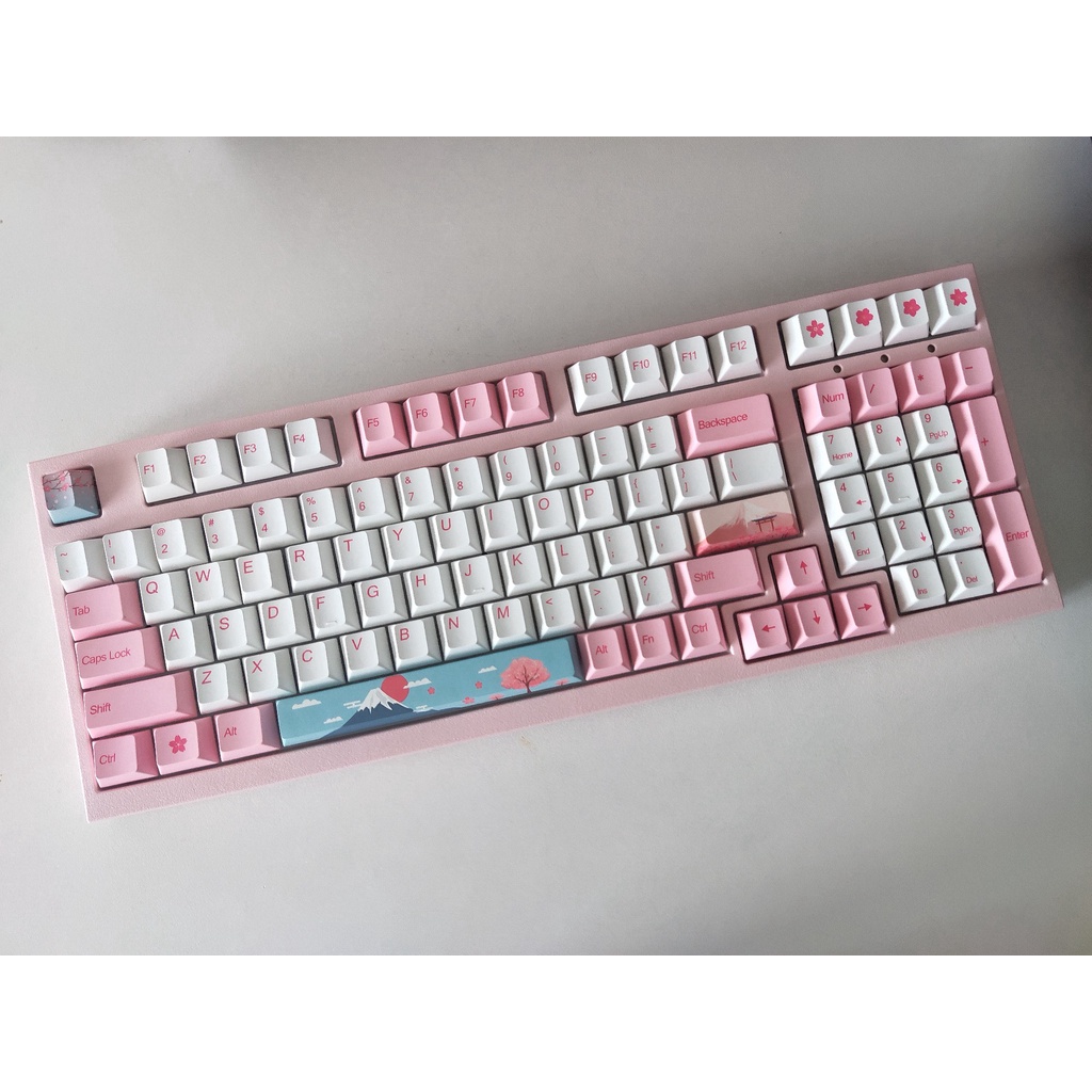 Set Keycap PBT nút bàn phím cơ phối màu 9009, Sakura phù hợp nhiều layout cơ bản