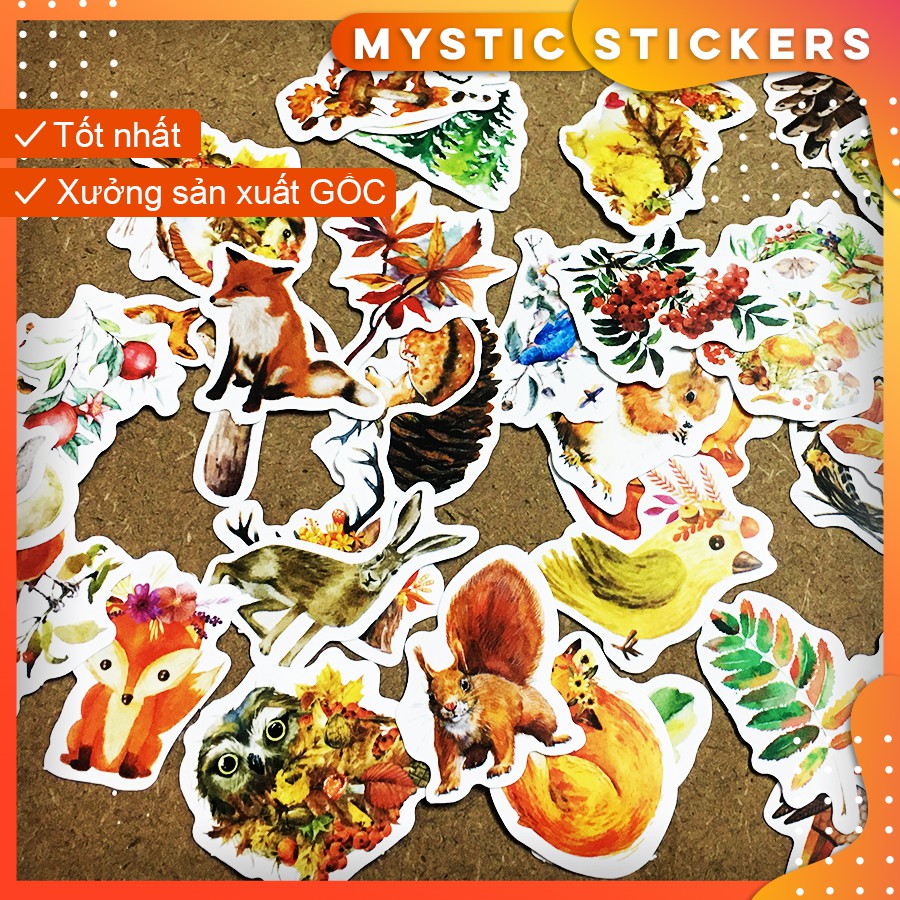 [MÙA THU-RẺ VÔ ĐỊCH] Set 41 sticker chống nước size 4-5cm, dán điện thoại, sổ, bullet journal, xe máy, mũ bảo hiểm ...