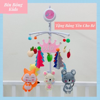 Đồ Chơi Treo Nôi Cho Bé [TẶNG BẢNG TÊN CHO BÉ]- Có Hộp Phát Nhạc 35 Bản Nhạc, Chuyển Động Xoay Vòng (Chuột Xám)