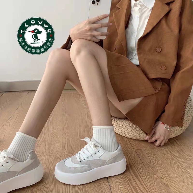 Giày ROSE BLACKPINK xám trắng đế bánh mì êm chân siêu hottrend