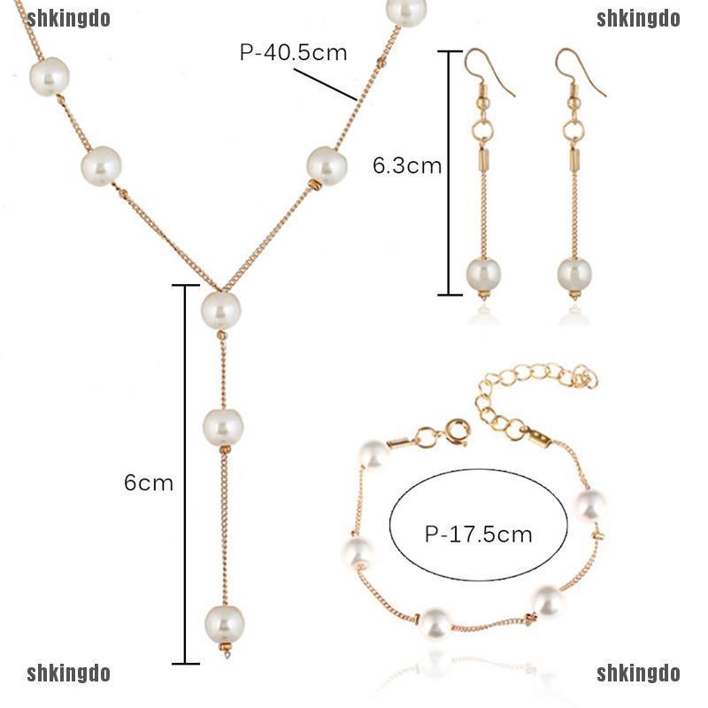 THINH Imitation Pearl Necklace Earrings Bracelet Jewelry Set Simple Choker Women Gift