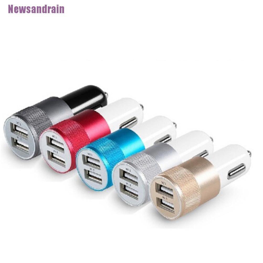 DC Củ Sạc Nhanh Newsandrainxdc 3.1a Mini 2 Cổng Usb Cho Điện Thoại Laptop Trên Xe Hơi