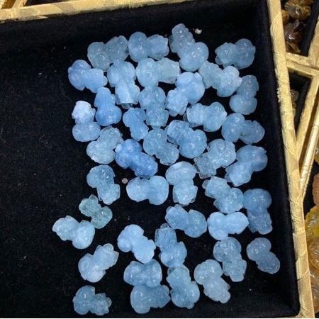 Cụ Tỳ Hưu đá Aquamarine xanh dương thiên nhiên Tặng kèm túi đựng TH180 - Hợp mệnh Thủy, Mộc