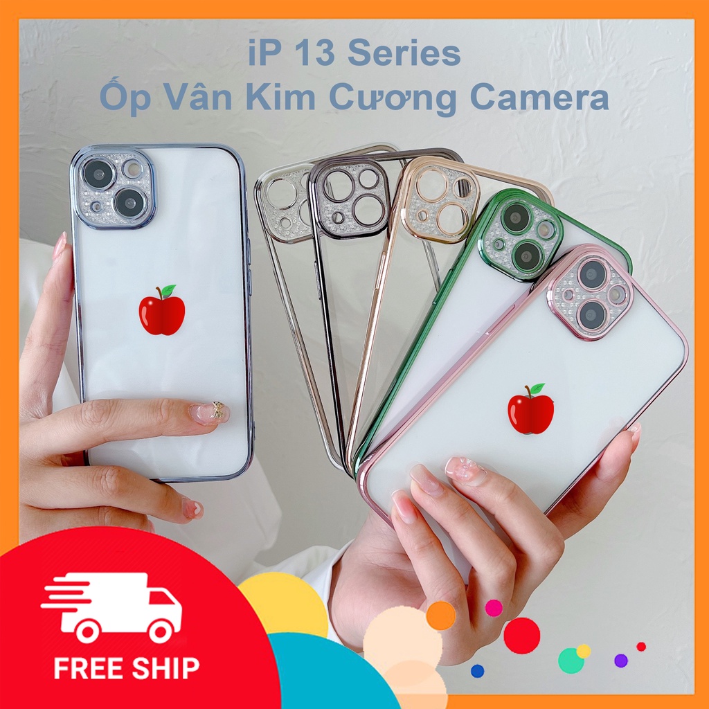 Ốp dẻo viền si Camera vân kim cương cao cấp iP 7 8 X XR 11 12 13 Pro Max [2/2]