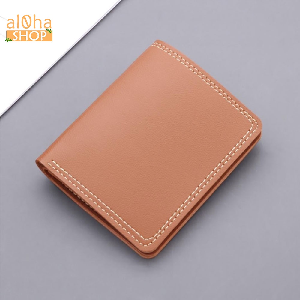 Bóp ví da nam cầm tay mini trơn nhiều ngăn đựng thẻ nhỏ gọn phong cách đơn giản, thời trang