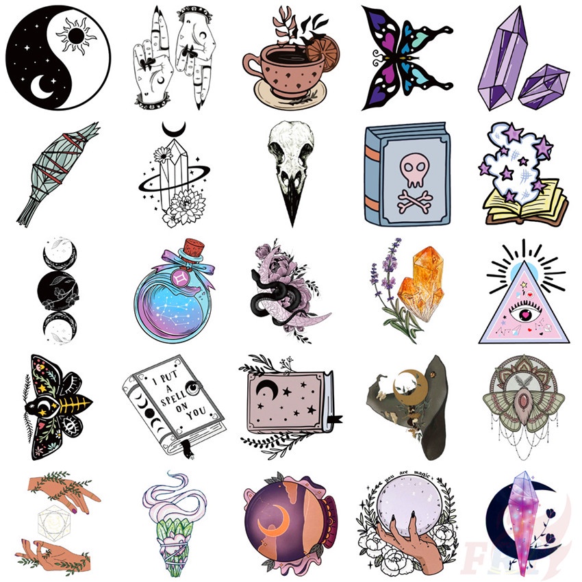 ❉ Set 02 Sticker Graffiti Dán Trang Trí Phong Cách Gothic Punk ❉ Bộ 50 Sticker Chống Thấm Nước Họa Tiết Doodle Hợp Thời Trang