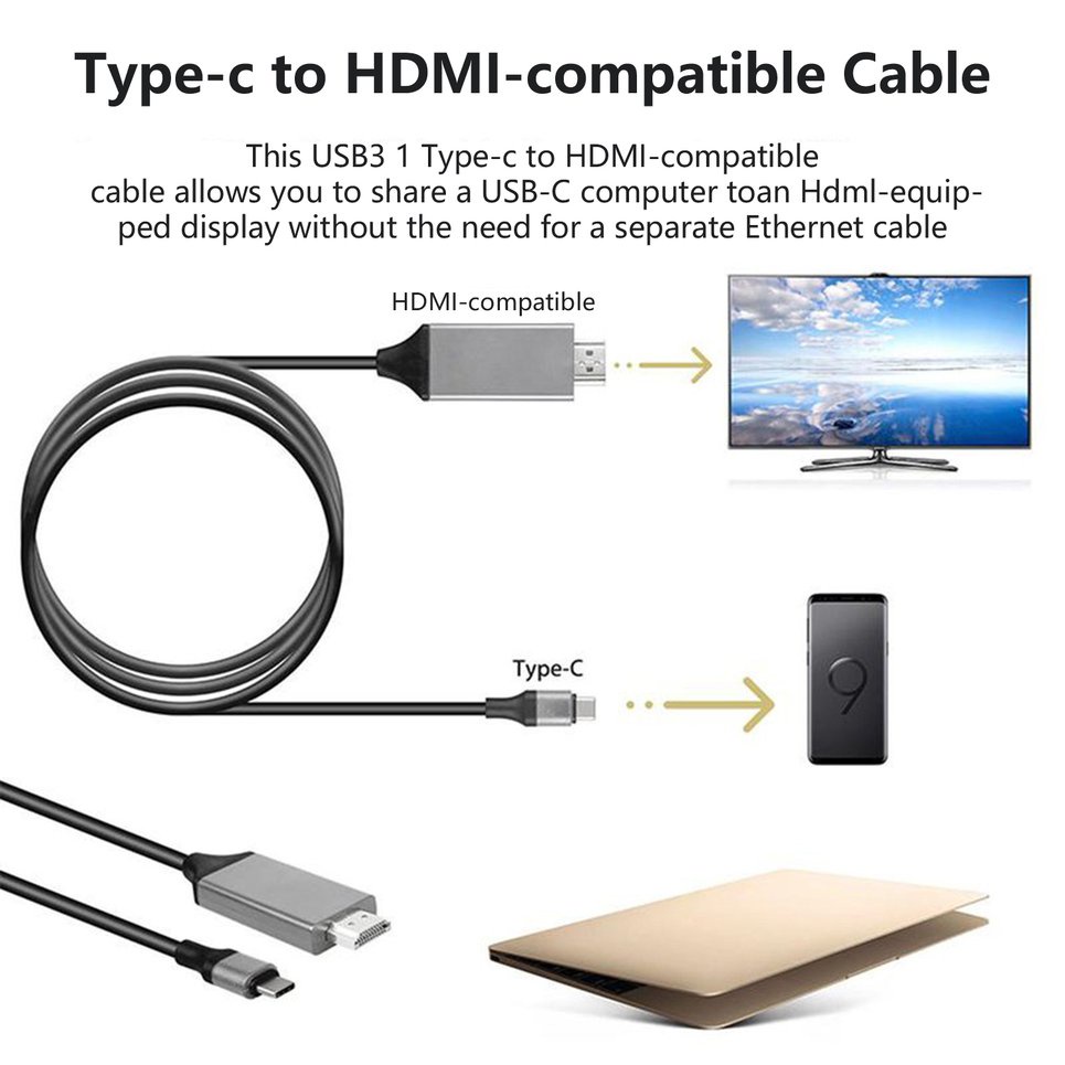 For Samsung Galaxy Note 8 9 S10+ Plus Type-C USB-C To HDMI-Compatible HDTV