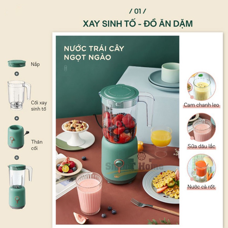 Máy Say Đa Năng 3 Cối BEAR LLJ-C10P1 (BL-B10V2) - Máy Xay Sinh Tố Đa Năng Xay Thịt , Ngũ Cốc ,... Chất Liệu Cao Cấp