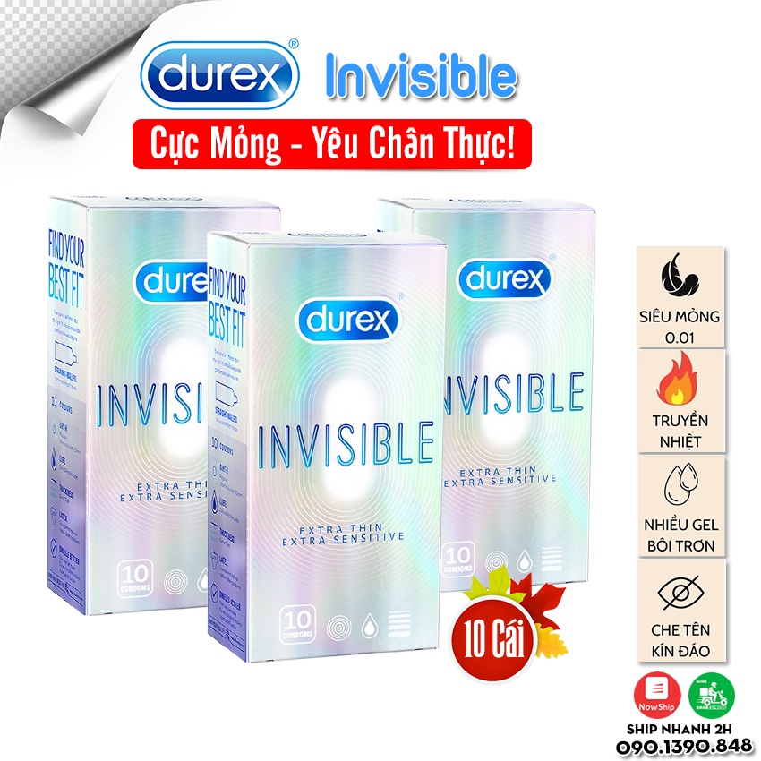 Combo 3 Hộp 30 Cái Bao Cao Su Durex INVISIBLE SIÊU SIÊU MỎNG -  Sale Off Giảm Giá Kịch Sàn