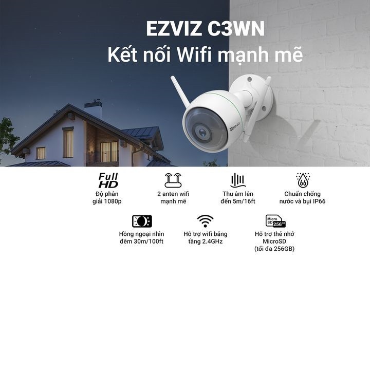 Camera Wifi gắn ngoài trời EZVIZ_CV310WN 1080P/CS-CV310 (C3WN) (1080P) - Hàng chính hãng