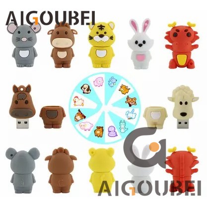 USB 2.0 với vỏ silicon kiểu con giáp Trung Hoa đáng yêu 16GB / 32GB / 64GB / 128GB dành cho laptop