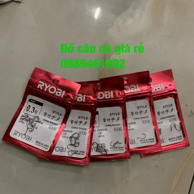 Combo 5 vỉ lưỡi câu Ryobi nhật bản size nhỏ