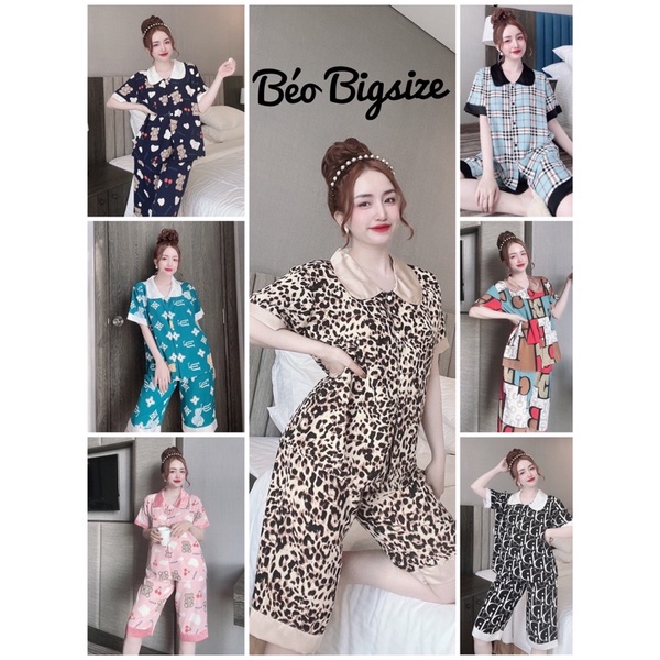 Đồ Bộ Pyjama Bigsize -Béo Bigsize 55-95kg Pyjama Bigsize Cao Cấp Mặc Nhà  Đẹp,Chất  Satin Mát