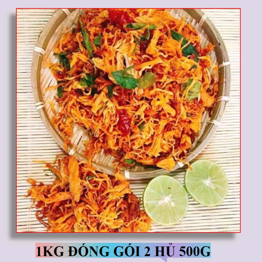 1KG KHÔ GÀ XÉ CAY LÁ CHANH NGON LOAI 1 CÓ GIẤY CHỨNG NHẬN ATVSTP