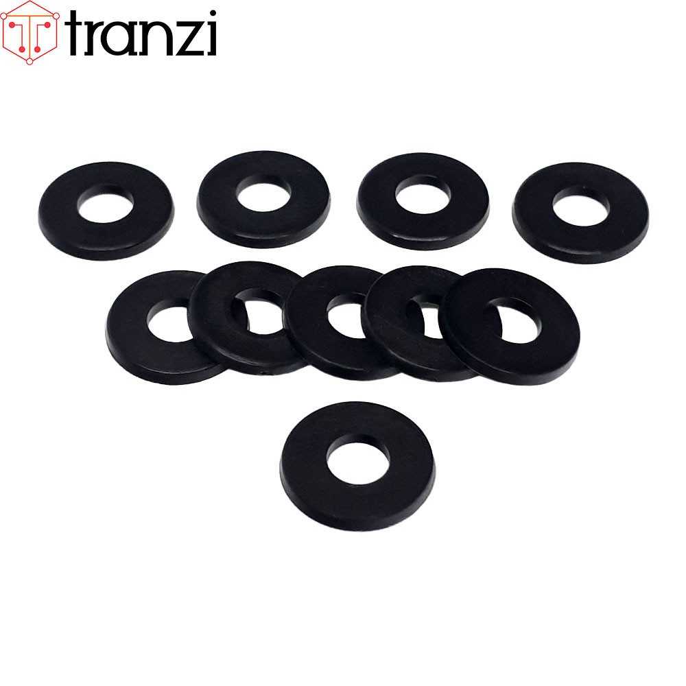 Long đen phẳng nhựa đen M4x10+1 - túi 50 cái