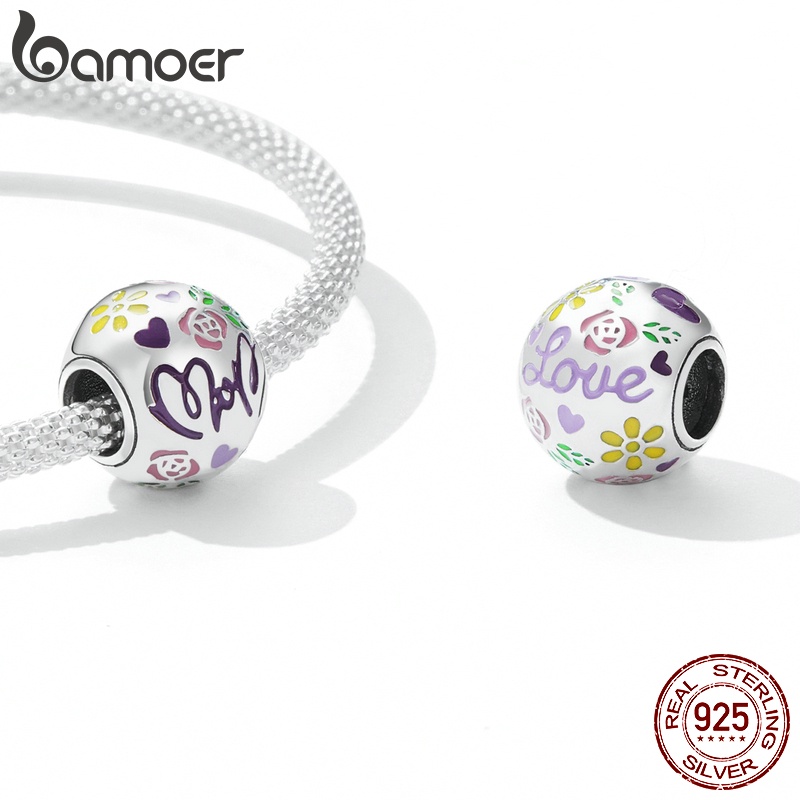 Hạt xỏ BAMOER BSC595 bạc 925 nhiều màu sắc cho trang sức tự làm