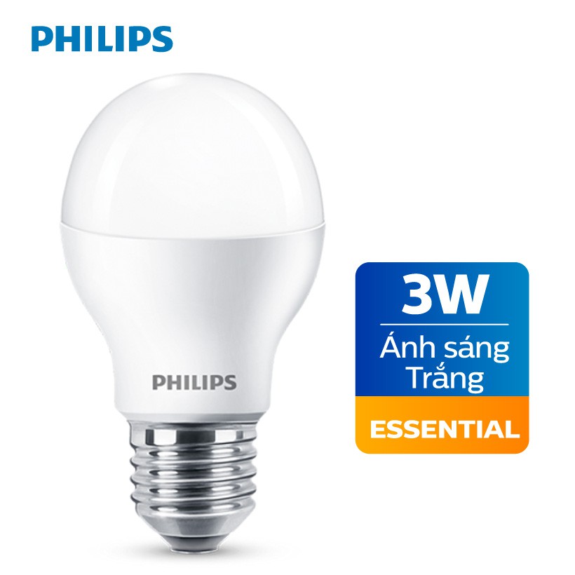 Bóng đèn Philips LED Essential 3W E27 A60 - Ánh sáng trắng / Ánh sáng vàng | BigBuy360 - bigbuy360.vn