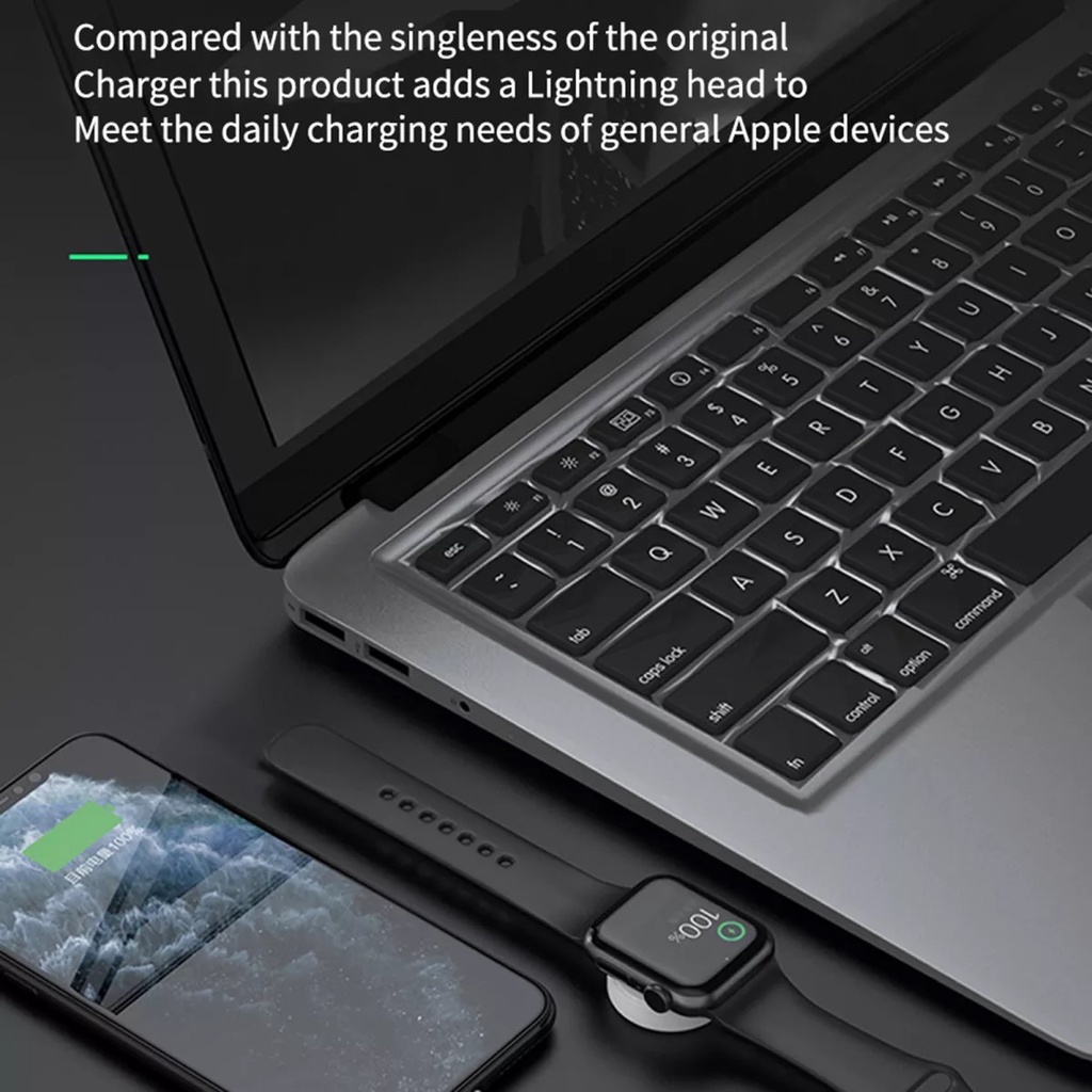 Sạc đồng hồ WIWU M10 2In1 Smart Watch Wireless Charger hỗ trợ sạc nhanh, chống uốn cong - Hàng chính hãng