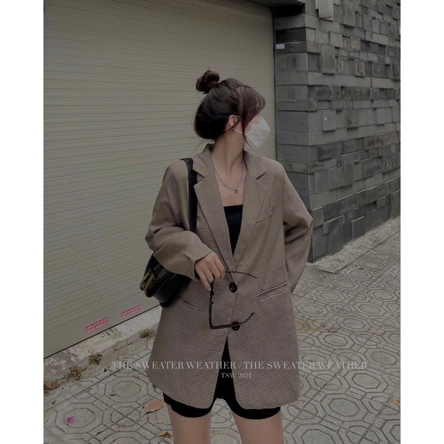 [Ảnh thật/Video]Áo blazer kẻ hai lớp Quảng Châu