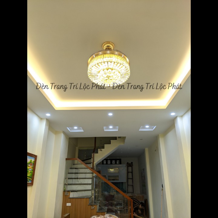 Quạt trần, quạt trần đèn pha lê F06 trang trí phòng khách
