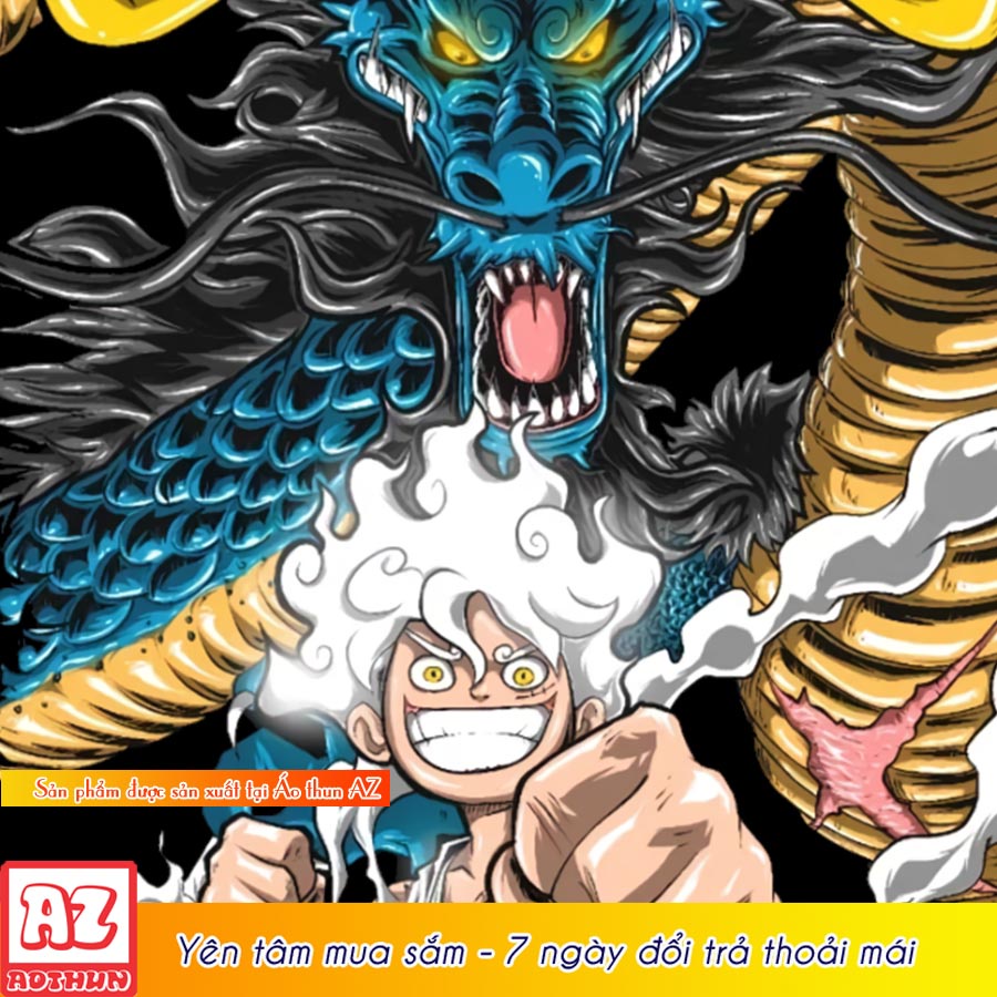 Áo thun one piece in hình luffy gear 5 và rồng kaido - Có size trẻ em M3090