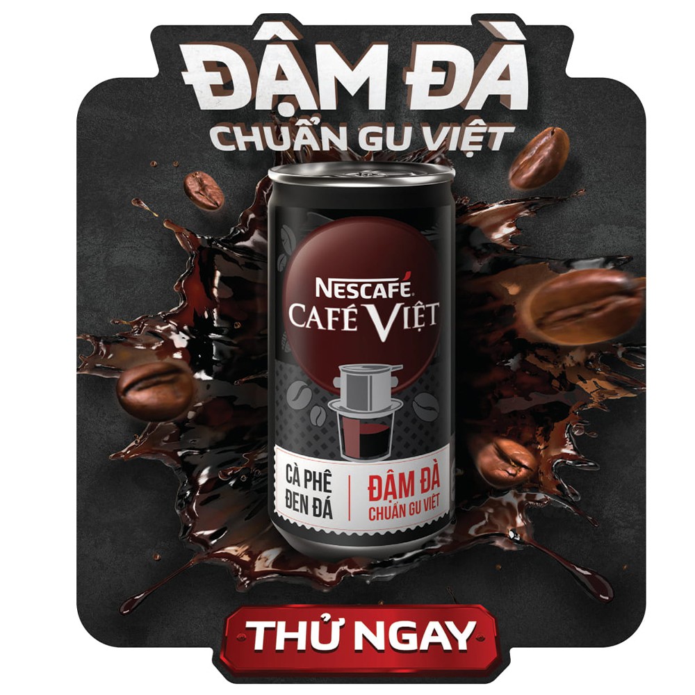 Thùng 24 lon cà phê đen uống liền Nescafé café Việt (lon 170 ml)