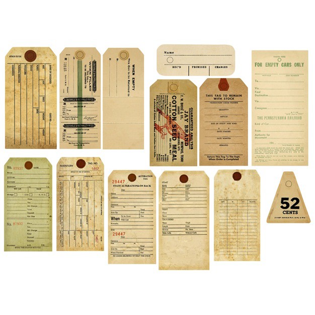 Sticker Tag nhãn dán retro phong cách Tim Holtz JunkJournal