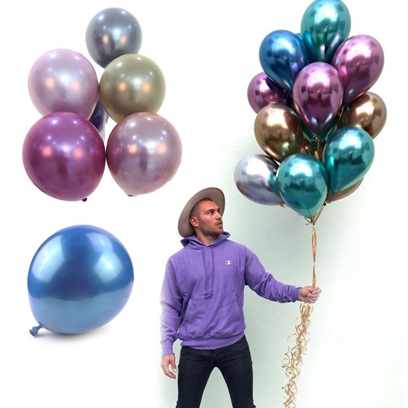 Set 10 bong bóng ánh kim loại dùng trang trí tiệc sinh nhật đám cưới