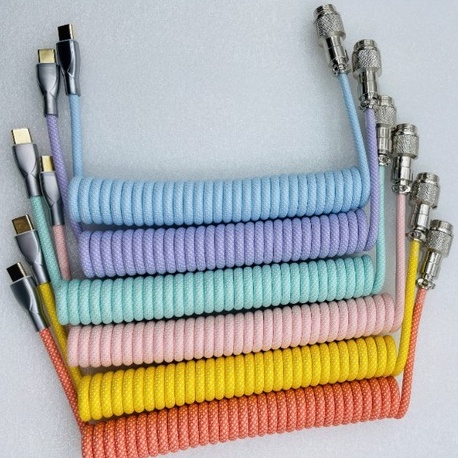 Dây Cáp Lò Xo Lõi Kép Cổng USB Type C Gắn Bàn Phím Cơ
