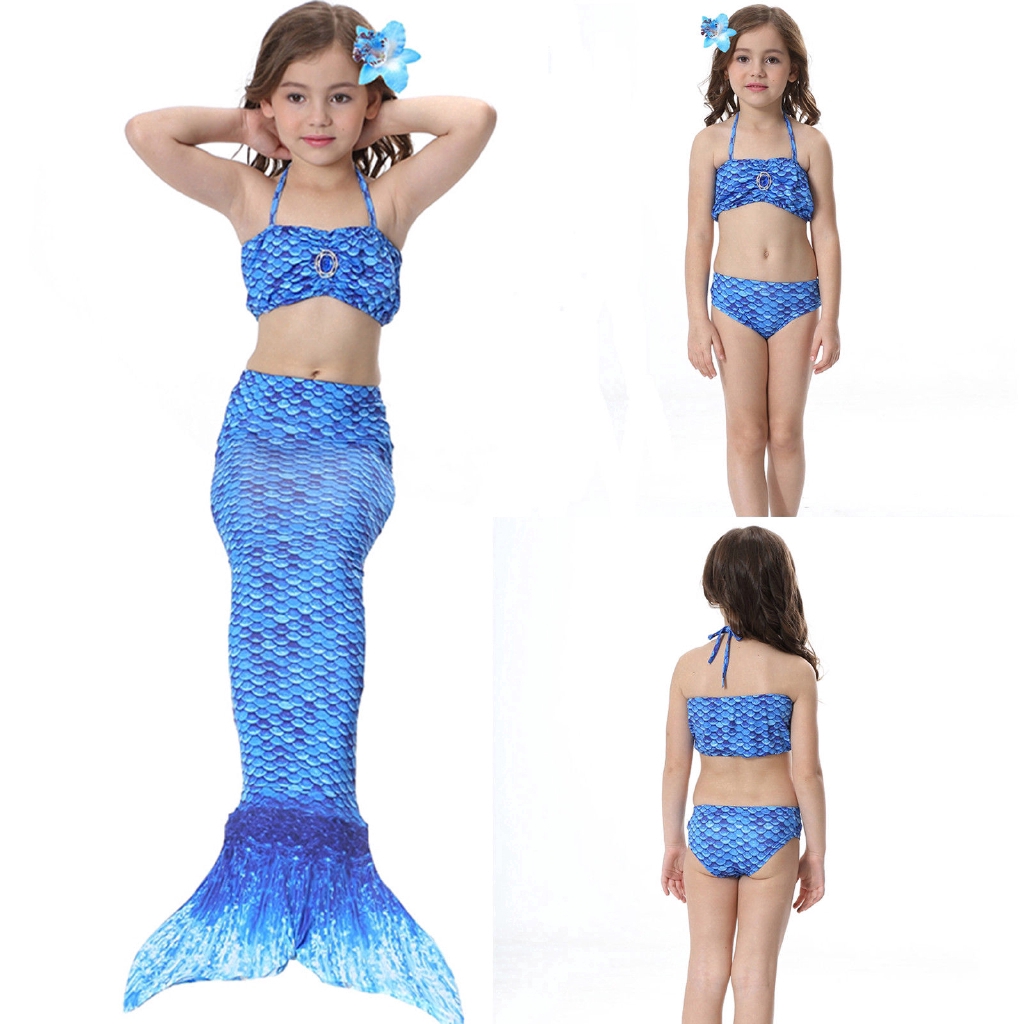 Set 3 Món Đồ Bơi Nàng Tiên Cá Dễ Thương Xinh Xắn Dành Cho Bé Gái