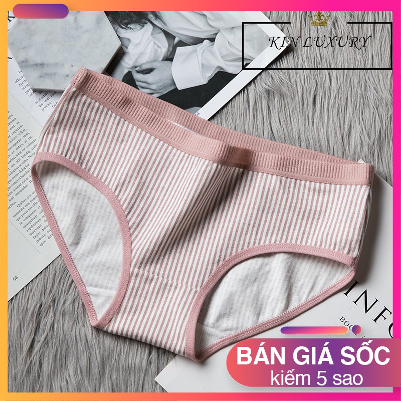 Quần Lót Nữ Cotton Tăm Phối Kẻ Cao Cấp Xuất Nhật Kháng Khuẩn (CÓ SIZE TO ĐẾN XXL) DÀNH CHO NÀNG CÁ TÍNH GỢI CẢM