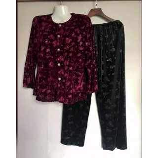 BỘ NHUNG BÀ GIÀ QUẦN ĐEN ÁO MÀU - MÃ CD281202