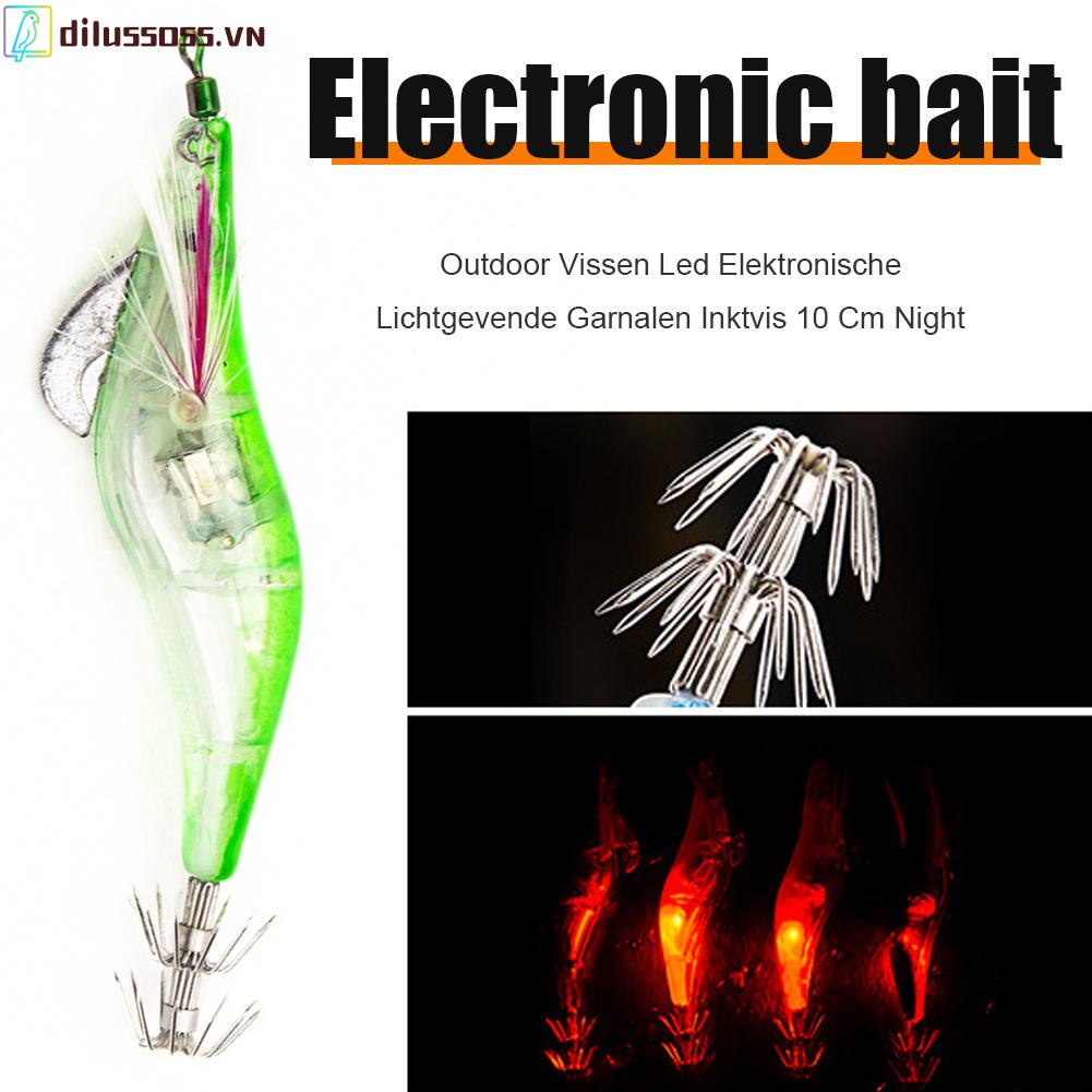 Mồi Câu Cá Giả Hình Con Mực Gắn Đèn LED