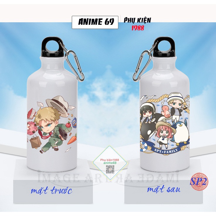 Bình nước thể thao nhôm in hình anime - Gia Đình Điệp Viên - Spy x Family -500ml