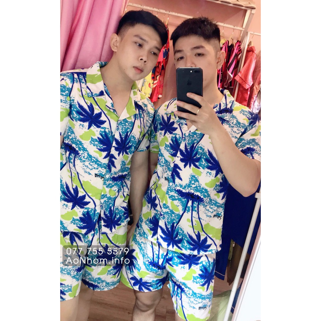 Đồ bộ đi biển kiểu pijama - Cây dừa xanh