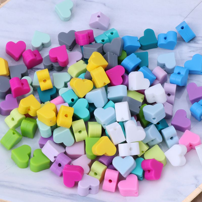 Bộ 10 Hạt Silicone Xỏ Lỗ 15mm Dùng Cho Bé Ngậm Mọc Răng