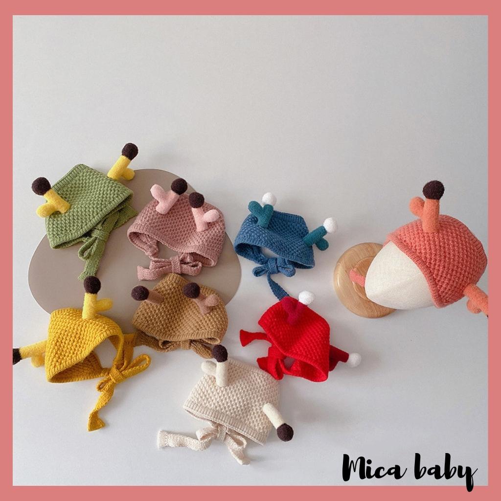 Mũ len che thóp kiểu dáng sừng hươu dễ thương cho bé từ 1 tuổi ML208 Mica baby