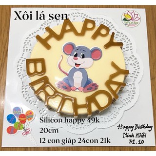 Khuôn Silicone đế Happy Birthday Tròn