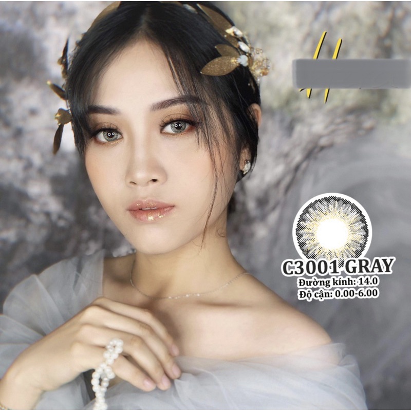 1 cặp lens xám tây có sẵn 0-8 độ kính áp tròng hàn quốc c3001 xám 7