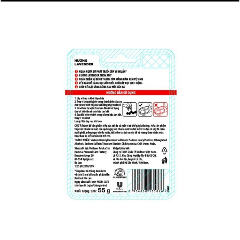 Viên Tẩy Bồn Cầu Hương Chanh/Trà Xanh/Oải Hương 55g
