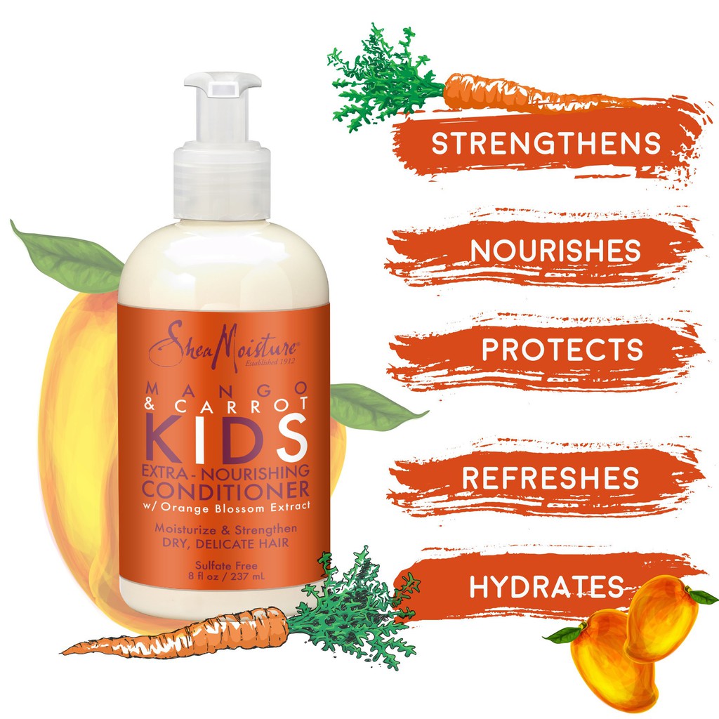 Dầu gội & xả cho tóc bé Shea Moisture Mango & Carrot kids 237ml SheaMoisture thành phần lành tính