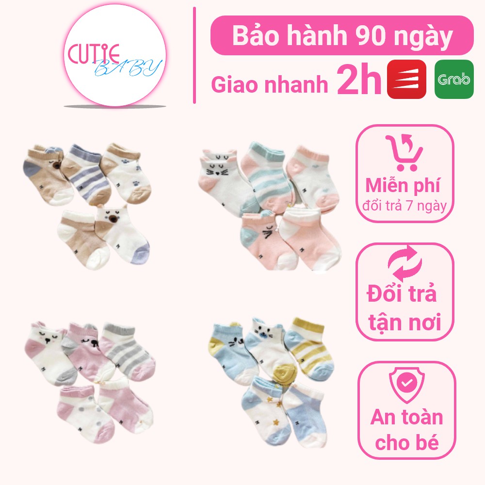 Set 5 tất vớ chân cho bé sơ sinh, bé trai, bé gái - tất lưới cho bé từ 0 tháng đến 3 tuổi - Tất em bé kids socks