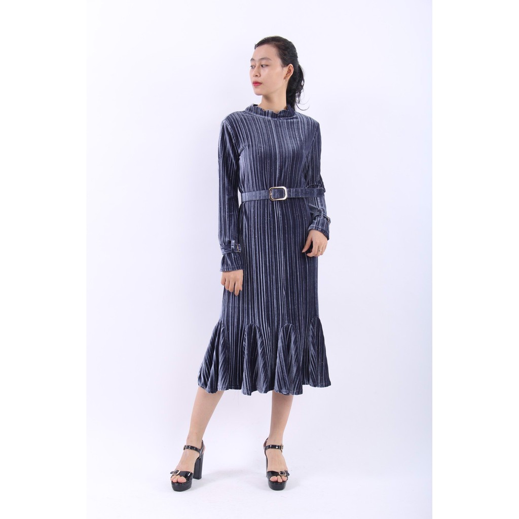 Đầm nhung đuôi cá tay dài phủ kim tuyến DV190118-K08