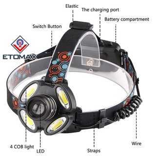 ( SALE ) Đèn pin đeo trán pin sạc 5 LED siêu sáng